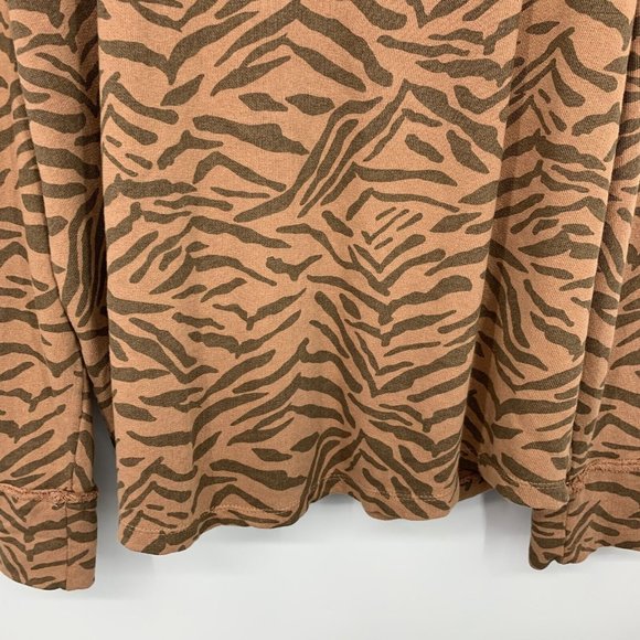 Kensie Shacket Zebra Print Button Down Brown Shirt Jacket Cotton - Picture 9 of 9